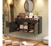 Zapatero Entrada Recibidor Estrecho Mueble de Entrada Suspensión, Armario de Entradas Multifuncional de pared con 2 Cajones y 4 Estante Regulable, para entrada, salón, pasillo, 100x63x22 cm (BxHxT)