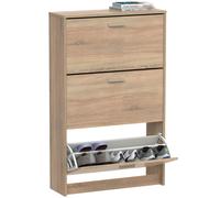 briebe Zapatero Entrada Recibidor, Mueble Auxiliar Estrecho de Madera para Zapatos, 3 Puertas, 119,5x74x25 cm (Alto x Ancho x Profundo), 18 Pares Aproximadamente, Nova (Roble Cambrian)