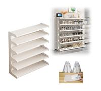 Zapatero Entrada Recibidor, Organizador De Zapatos De Bambú De 2 A 6 Niveles, Estantería Zapatera Vertical De Gran Capacidad, Estante Zapateros Con Cubrezapatos Antipolvo(White,80 cm/31.5 in(6 Tier))
