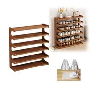 Zapatero Entrada Recibidor, Organizador De Zapatos De Bambú De 2 A 6 Niveles, Estantería Zapatera Vertical De Gran Capacidad, Estante Zapateros Con Cubrezapatos Antipolvo(Brown,60 cm/23.62 in(5 Tier))