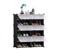 Zapatero entrelazado con puertas, estante modular de almacenamiento para zapatos, rectangular, armario de almacenamiento de zapatos