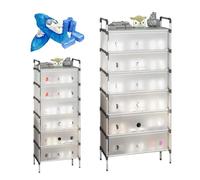 Zapatero, Estante Zapateros Modular con 3-7 Niveles, Estantería Zapatos DIY con Solapa De Plástico, Organizador De Almacenamiento con 50 Cubrezapatos Desechables(Black,60 cm/23.62 in(6-Tier))