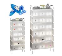 Zapatero, Estante Zapateros Modular con 3-7 Niveles, Estantería Zapatos DIY con Solapa De Plástico, Organizador De Almacenamiento con 50 Cubrezapatos Desechables(White,60 cm/23.62 in(7-Tier))