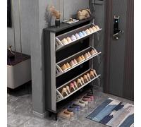 Zapatero estrecho,abatible y de tres niveles,Zapatero ultrafino con cerradura para puerta de entrada de casa,gran capacidad,cubo de basura,mueble de porche,zapatero de almacenamiento simple integrado(