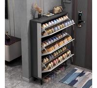 Zapatero estrecho,abatible y de tres niveles,Zapatero ultrafino con cerradura para puerta de entrada de casa,gran capacidad,cubo de basura,mueble de porche,zapatero de almacenamiento simple integrado(