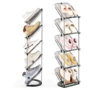 Zapatero estrecho ahorro espacio ajustable inclinado 45°- 5 estantes - 1 ud | Organizador zapatos, caja zapatos, apto para todo calzado, vertical y alto. Ideal: detrás puerta, entrada, pasillo, armario