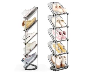 Zapatero estrecho ahorro espacio ajustable inclinado 45°- 5 estantes - 1 ud | Organizador zapatos, caja zapatos, apto para todo calzado, vertical y alto. Ideal: detrás puerta, entrada, pasillo, armario
