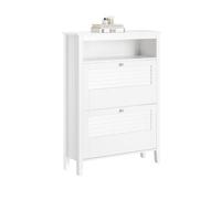 SoBuy FSR152-W Zapatero Estrecho con 2 Solapas y 1 Estante Abierto Organizador para Zapatos de Entrada 80 x 25 x 108 cm Blanco ES