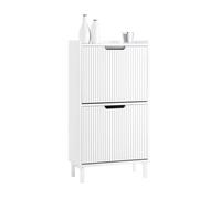 SoBuy Zapatero Estrecho Blanco con 2 Solapas Mueble Zapatero Entrada Recibidor, Armario de Madera para Pasillo Estrecho y Entrada, 50x19x90cm, Blanco，FSR177-W