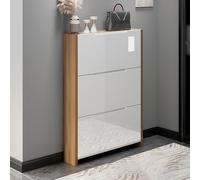 Zapatero estrecho con 3 cajones plegables, organizador de almacenamiento para entrada, color marrón, 70 x 24 cm, para pasillo, pasillo y entrada