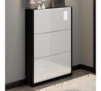 Zapatero estrecho con 3 cajones plegables, organizador de almacenamiento para pasillo y pasillo, diseño negro que ahorra espacio (70 x 24 cm)