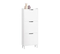 SoBuy FSR151-H-W Zapatero de 3 aletas Zapatero estrecho con 6 superficies de estante Cómoda para zapatos Estante para zapatos Blanco BLANCO