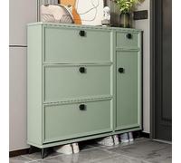 Zapatero estrecho de 3 cajones, gabinete de almacenamiento independiente delgado oculto con puerta abatible, solución moderna para entrada y pasillo para espacios pequeños