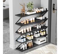 Zapatero estrecho de 5 niveles montado en el suelo, estantes de almacenamiento de malla resistente para entrada, sala de estar, pasillo, color negro, 80 cm, soporte para zapatos que ahorra espacio