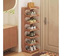 Zapatero estrecho de bambú - Almacenamiento vertical de zapatos de 7 niveles para entrada, estante de exhibición multifuncional independiente para esquinas y puertas, diseño que ahorra espacio