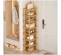 Zapatero estrecho de bambú con una sola puerta, solución de almacenamiento vertical para espacios pequeños, nizer de madera, dimensiones 25 x 23 x 127 cm, diseño elegante y que ahorra espacio