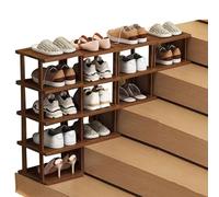 Zapatero estrecho de bambú de 5 niveles que ahorra espacio para entrada, sala de estar y dormitorio, elegante estante para zapatos para escaleras y diseño ecológico