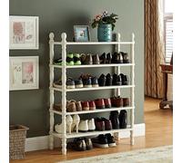 Zapatero estrecho de madera - Armario vertical de almacenamiento de zapatos - Nizer que ahorra espacio - Elegante zapatero acanalado (blanco, 60 x 30 cm)