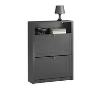 SoBuy FSR87-SCH Zapatero Estrecho Organizador para Zapatos con 2 Puertas Abatibles 80 x 24 x 110 cm Negro ES