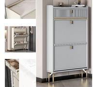 Zapatero estrecho para pasillo alto de ratán, elegante zapatero oculto con cajones desplegables, solución de almacenamiento de zapatos para entrada que ahorra espacio