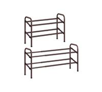 SONGMICS Zapatero Extensible, Zapatero de Metal de 2 Niveles, Organizador de Zapatos Ajustable, Estante Zapatos para Pasillo, Armario, Puerta, Fácil Montaje, Bronce LMR029A01