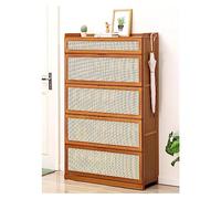 Zapatero Gabinete para Zapatos de ratán, gabinete de Almacenamiento Moderno con Organizador de Zapatos, Zapatero Independiente de bambú para Entrada, con Puertas abatibles, diseño de Barra d