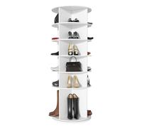 Zapatero giratorio 360°, estante de esquina, 7 capas de gran capacidad, color blanco, estantería con 4 compartimentos, capacidad para 28 pares de zapatos, zapatos, bolsos, libros y utensilios de