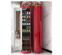 Zapatero giratorio de 360° con esterilización inteligente, zapatero redondo vertical de 8 capas, torre de almacenamiento moderna para entrada, color rojo, 127 cm de altura