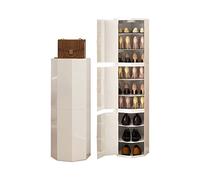 Zapatero giratorio de 360° de pie para almacenamiento en el armario, moderno diseño octágono redondo, ahorro de espacio, soporte blanco para zapatos, 35 cm, perfecto para zapatos de nizing