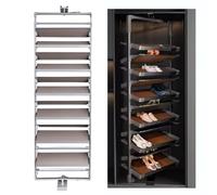 Zapatero giratorio de 360°, gabinete de metal apilable para zapatos, con estantes ajustables, de 4 a 8 niveles con capacidad para 16-32 pares de zapatos, ahorro de espacio, para pasillo, entrada, arma