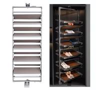 Zapatero giratorio de 360°, gabinete de metal apilable para zapatos, con estantes ajustables, de 4 a 8 niveles con capacidad para 16-32 pares de zapatos, ahorro de espacio, para pasillo, entrada, arma