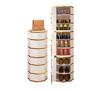 Zapatero giratorio de 360° para almacenamiento en el armario, diseño moderno y simple, ahorro de espacio, soporte para zapatos para entrada, alto, redondo, octágono, giratorio (dorado, 35 cm)