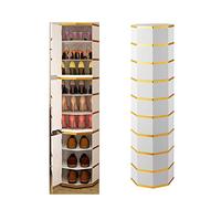 Zapatero giratorio de metal para almacenamiento en esquinas, torre giratoria de 360° con diseño redondo vertical, estante grande para zapatos de pie para zona de entrada