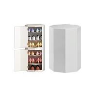 Zapatero giratorio vertical, color blanco, gabinete de almacenamiento portátil para dormitorio, diseño simple y moderno, diámetro de 35 cm
