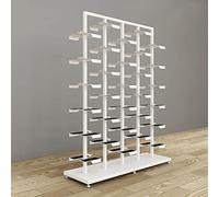 Zapatero grande de metal independiente, elegante organizador para tenis y tiendas de ropa moderna, soporte de exhibición duradero para venta al por menor de zapatos, perfecto para uso comercial