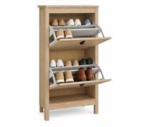 Zapatero Guadalquivir, Zapatero Moderno con 2 Puertas Abatible, Color Jackson Hickory, 54 x 25 x 103 cm
