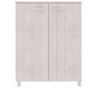 Zapatero Hamar blanco 85 x 40 x 108 cm de madera maciza de pino | 3 estantes interiores, puertas con asas de madera, marco robusto, fijación a la pared incluida