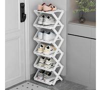 Zapatero Independiente de Bambú para Entrada - Estante Organizador de Zapatos Plegable - Zapatero Estrecho para Espacios Pequeños, Entrada, Pasillo, Armario,White-6-tier