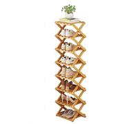 DECORN Zapatero Independiente de Bambú para Entrada - Estante Organizador de Zapatos Plegable - Zapatero Estrecho para Espacios Pequeños, Entrada, Pasillo, Armario,Wood Color-8-tier