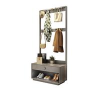 Zapatero independiente para puerta delantera, entrada, pasillo, árbol con banco y almacenamiento de zapatos, banco tapizado de almacenamiento de zapatos con tobogán, perchero de madera con ganchos