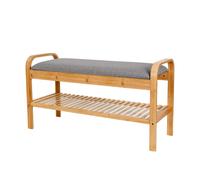Zapatero LUMALAND de Bambú con Banco 90 X 50 30 Cm Gris