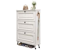 Zapatero Madera Blanco con 3 Puertas Abatibles Gancho Portátil Lateral, Zapatero Entrada Recibidor Estrecho, para Pasillo, Dormitorio (Size : 60 * 24 * 120)
