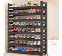 Zapatero mejorado de 3 niveles, ahorra espacio para 18 pares, soporte de almacenamiento de pie sin metal para entrada, armario, dormitorio, pasillo, garaje, color negro (31.5 x 40.6 pulgadas)