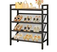 Zapatero Metalico Estrecho, Moderno Zapatero Inclinable con Estante Superior, Sapateiras Que Ahorra Espacio for Detrás de Puertas, Entradas, Pasillos, Armarios y Dormitorios(Black,L 50cm x W 19cm x H