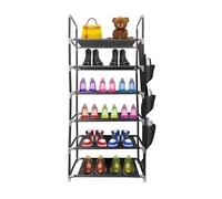 Zapatero metálico modular nyana home hasta 18 pares 108x46x27cm ,3 bolsillos laterales, 6 alturas negro.