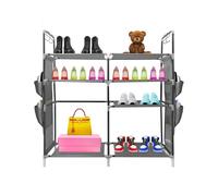 Zapatero metálico modular nyana home hasta 21 pares 95x90x27cm, 4 bolsillos laterales, 4 alturas gris.