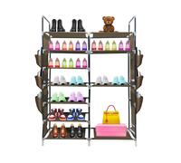 Zapatero metálico modular nyana home hasta 32 pares 129x90x27cm,6 bolsillos laterales, 7 alturas marrón.