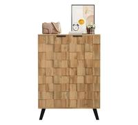 Zapatero moderno con parte frontal estructurada, aparador con 5 estantes ajustables, aspecto de madera para pasillo, dormitorio, entrada, estantería de pie con puertas de cierre suave (color madera)