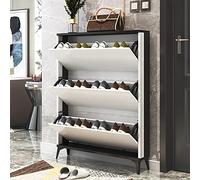 Zapatero moderno con toque para abrir, mueble decorativo de primera calidad para entrada, zapatero blanco con diseño de una sola capa, 90 x 17 x 118 cm