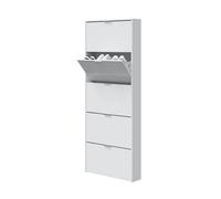 Zapatero moderno de 5 puertas blanco brillo 70cm x 180 x 17 cm